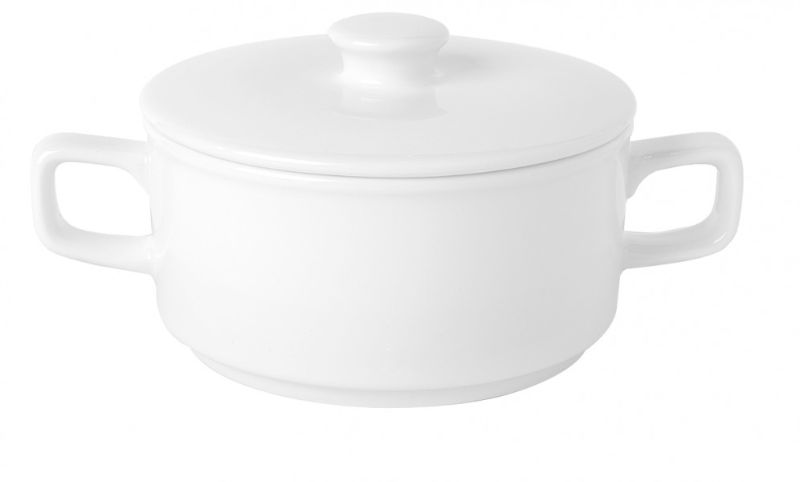 Royal Porcelain Soup Cup & Lid 2 Handle - Set of 12