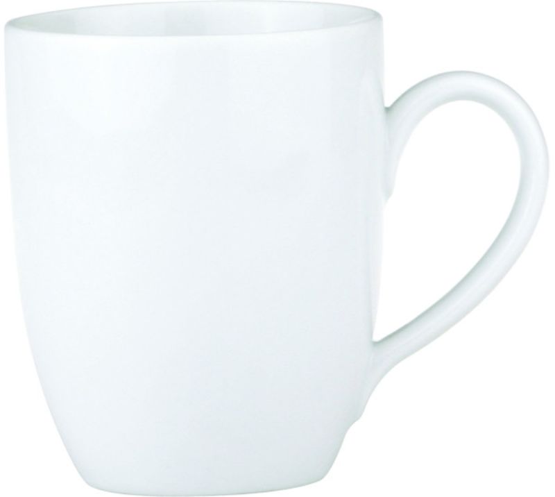 Set of 12 Royal Porcelain coffee mugs with a 370ml capacity, featuring a smooth white finish and durable design.