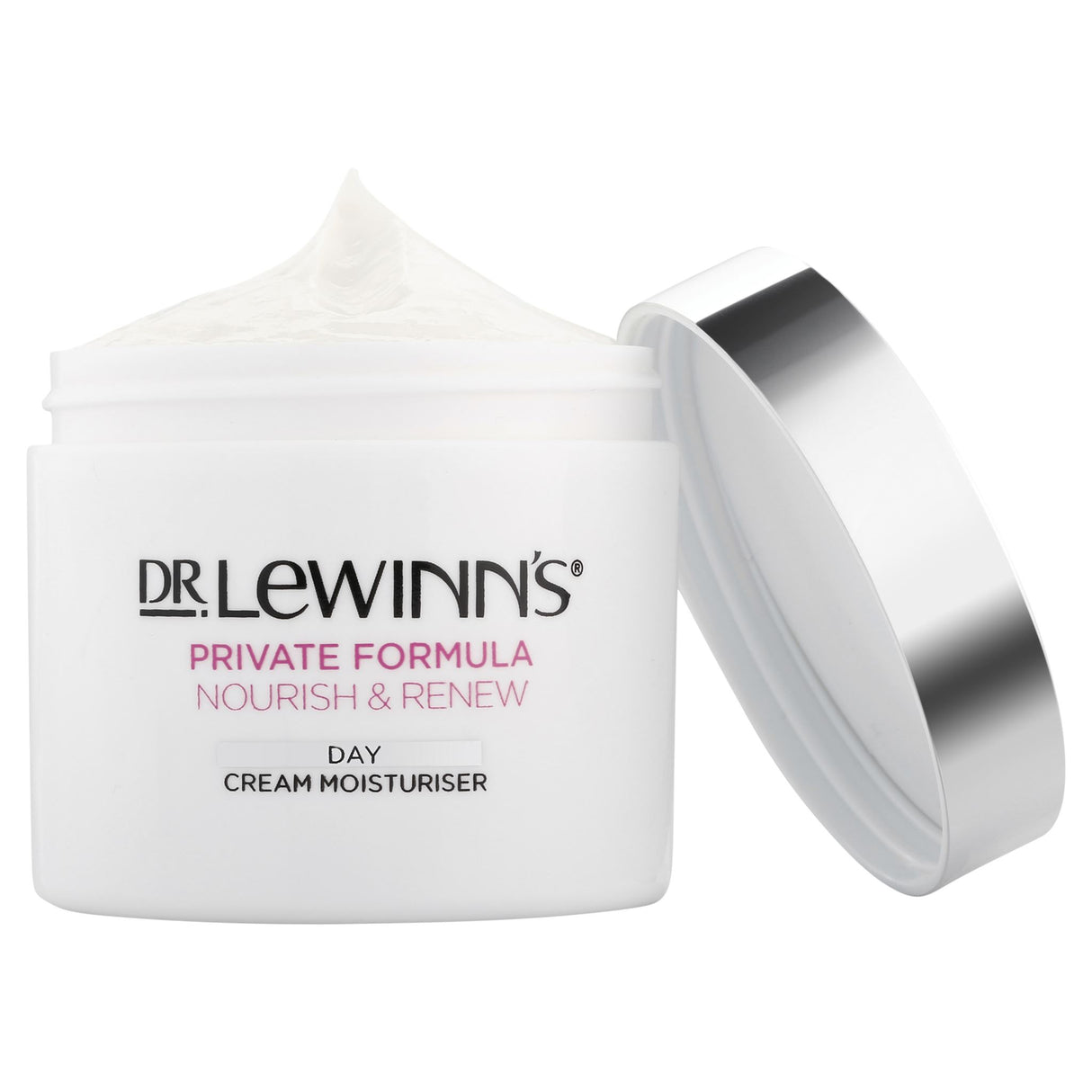 Moisture-rich day cream by Dr. LeWinn, packed with vitamins and oils to combat aging and hydrate for youthful skin.