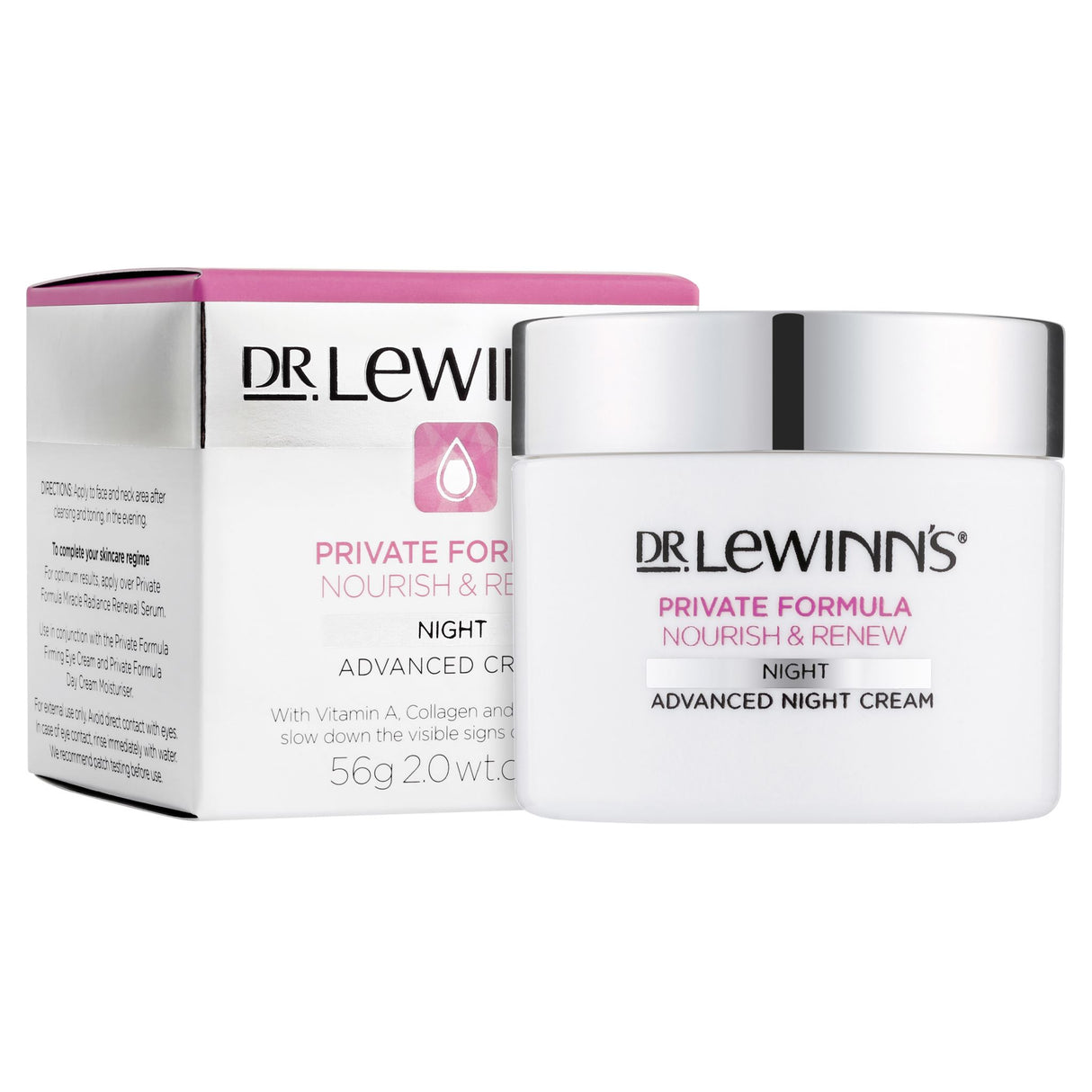 Dr. LeWinn's Advanced Night Cream in jar, enriched with Vitamins A and C for youthful, revitalized skin overnight.