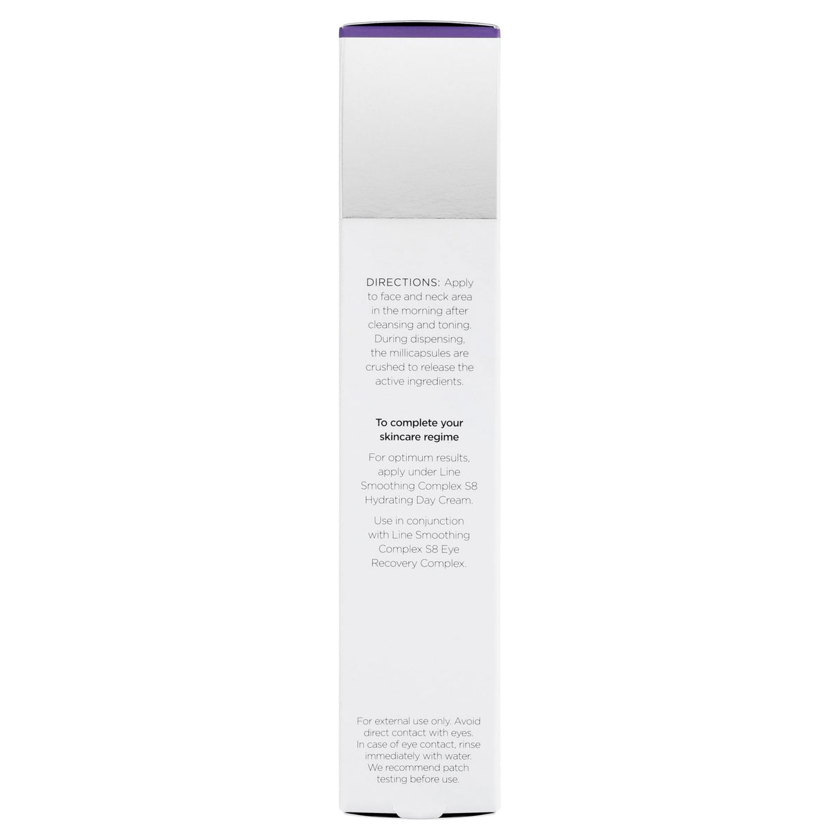 Advanced anti-aging serum with peptides, millicapsules, and antioxidants to reduce fine lines and enhance skin hydration.