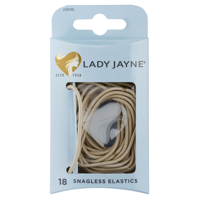 Blonde snagless hair elastics for fine hair, pack of 18, designed for secure hold without damaging strands.