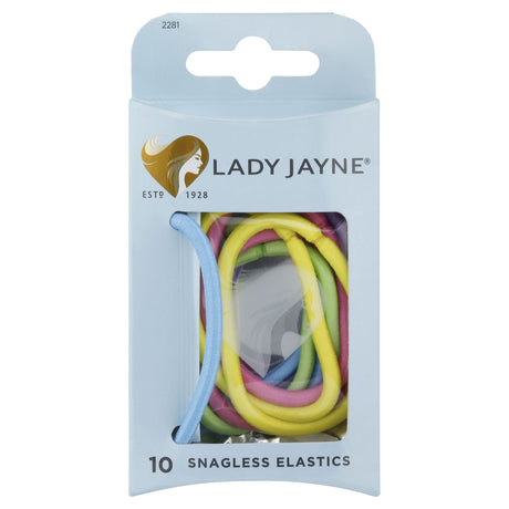 Lady Jayne Snagless Thick Elastics - pack of 10, designed for secure hold without snagging thick, long hair.