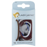 Lady Jayne Snagless Thick Elastics in a pack of 10, designed for secure, damage-free styling of thick, long hair.