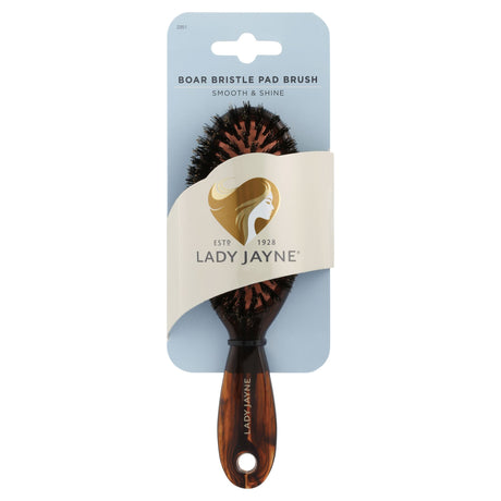 Purse-sized 100% boar bristle brush designed for on-the-go grooming, promoting shine and detangling hair.