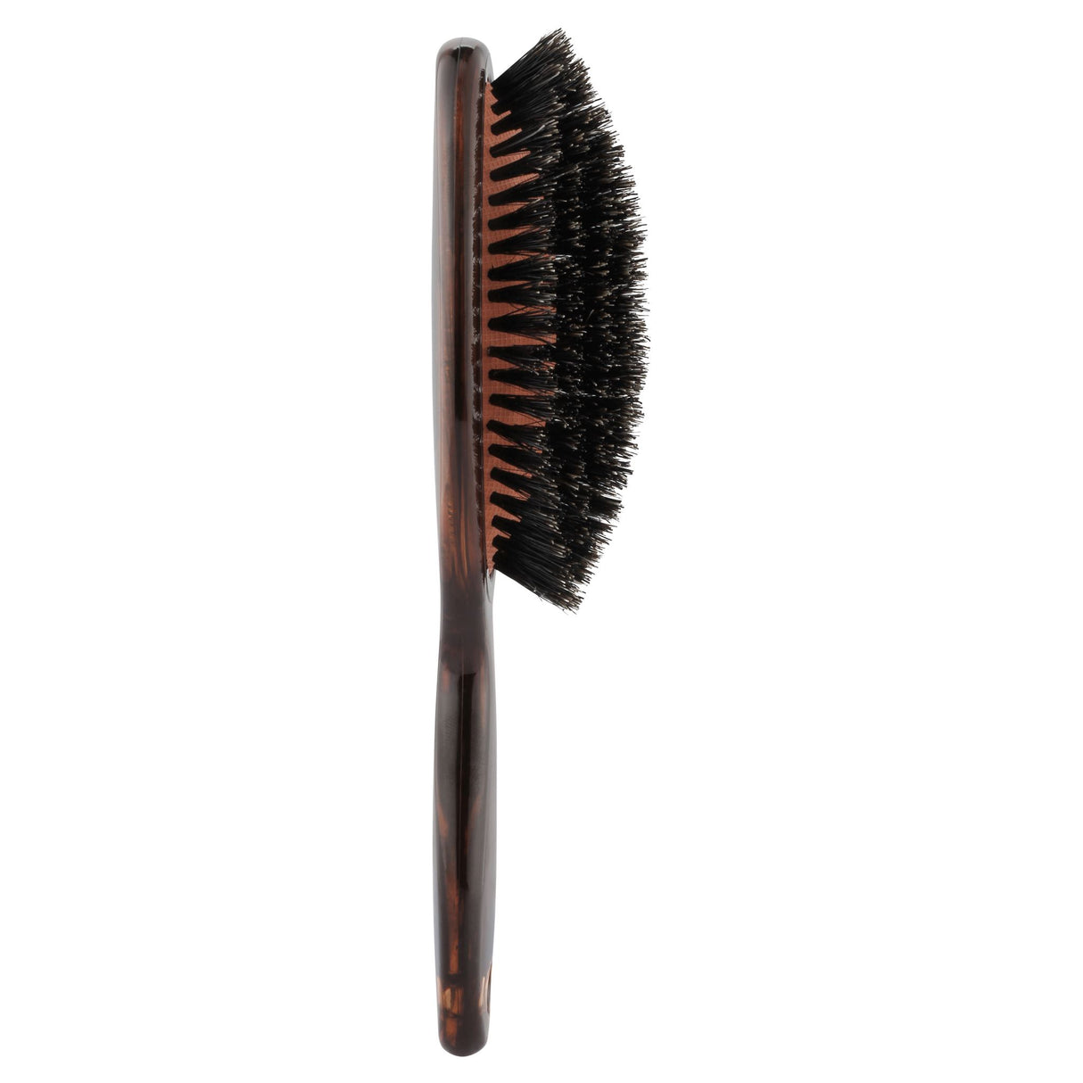 Purse-sized brush with 100% boar bristles for smooth, shiny hair; ideal for on-the-go grooming and detangling.