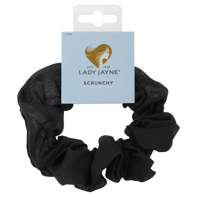 Lady Jayne Hair Scrunchy, a stylish and durable accessory that enhances ponytails while preventing hair breakage.