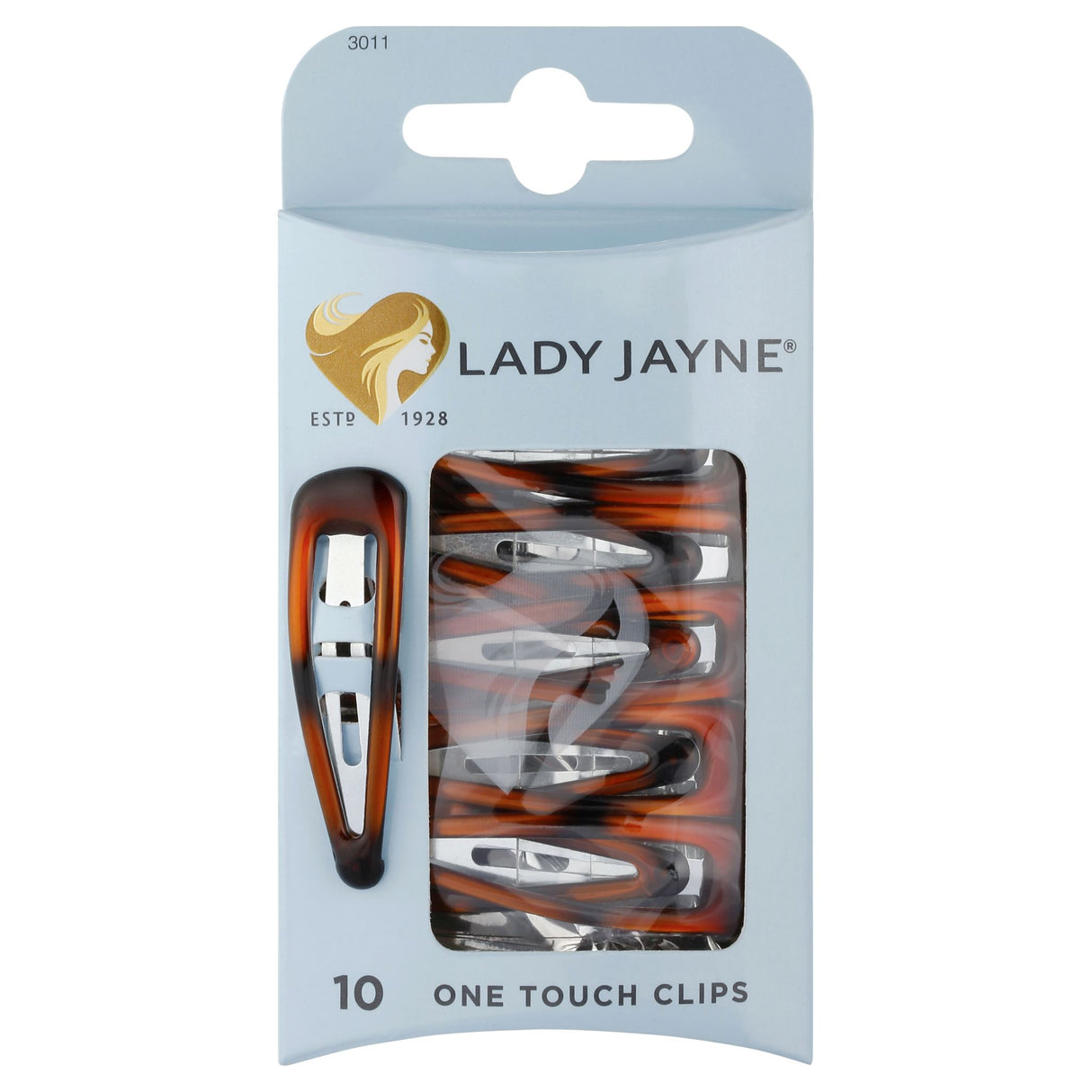 Lady Jayne Shell One Touch Clips - pack of 10 durable, rust-resistant metal clips for secure hair styling and management.