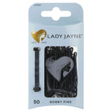 Lady Jayne Black Bobby Pins - 50 pack, 4.5cm, with cushion tip for secure, comfortable styling and reusable design.