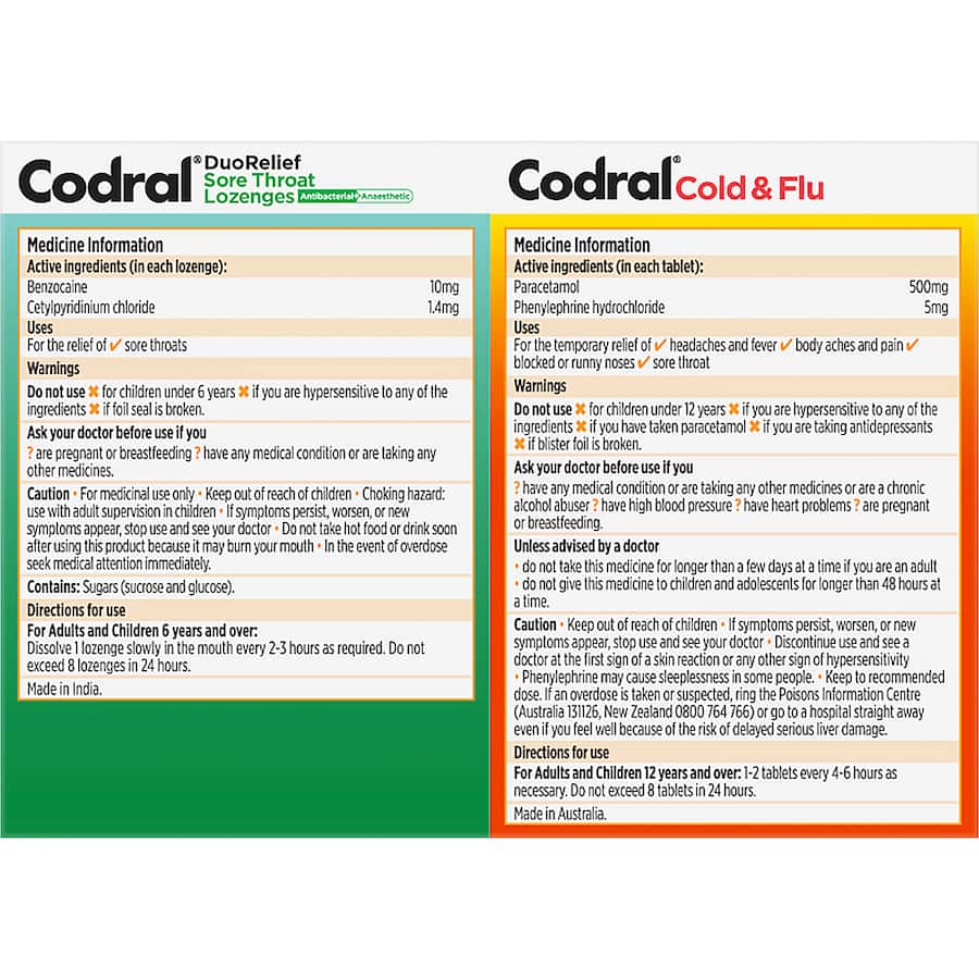 Codral Plus Cold & Flu Plus Sore Throat Lozenges 32pack