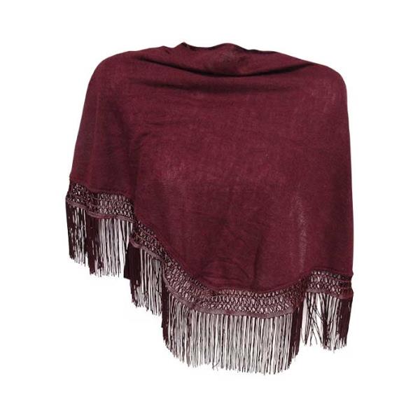 Scarf - Soft Crimson Wrap with Tassels