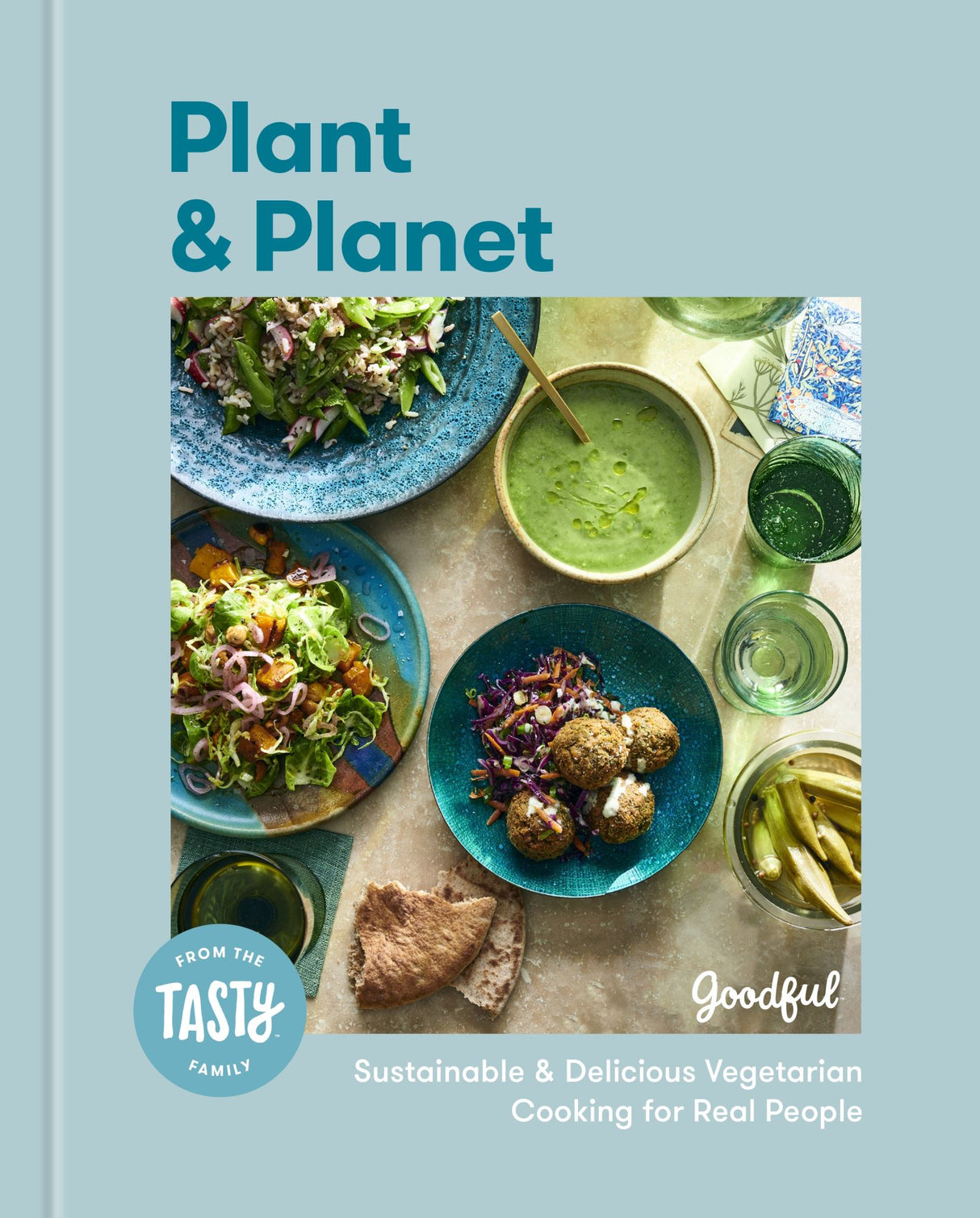 Vibrant hardcover cookbook featuring 75 plant-based recipes and sustainable cooking tips for eco-friendly living.