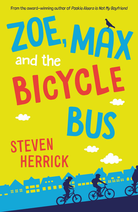 A vibrant children’s book cover featuring Zoe, Max, and their classmates on a joyful bicycle bus adventure.