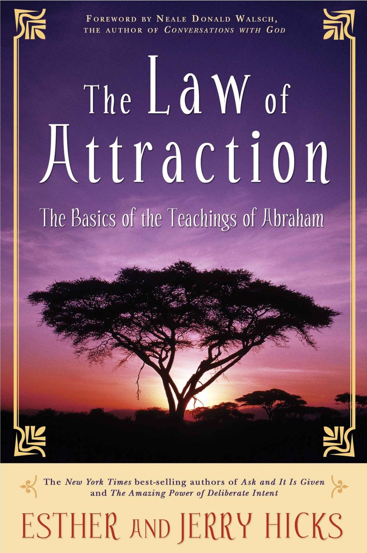 Cover of "The Law of Attraction: Basics of the Teachings of Abraham," a guide to harnessing positive thoughts and manifesting desires.