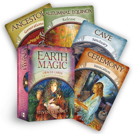 Earth Magic Oracle Cards: 48 illustrated cards guiding your spiritual journey with nature's wisdom and a comprehensive guidebook.