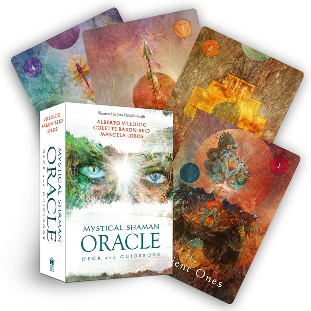 Mystical Shaman Oracle Cards deck featuring 44 beautifully illustrated cards for spiritual guidance and personal empowerment.