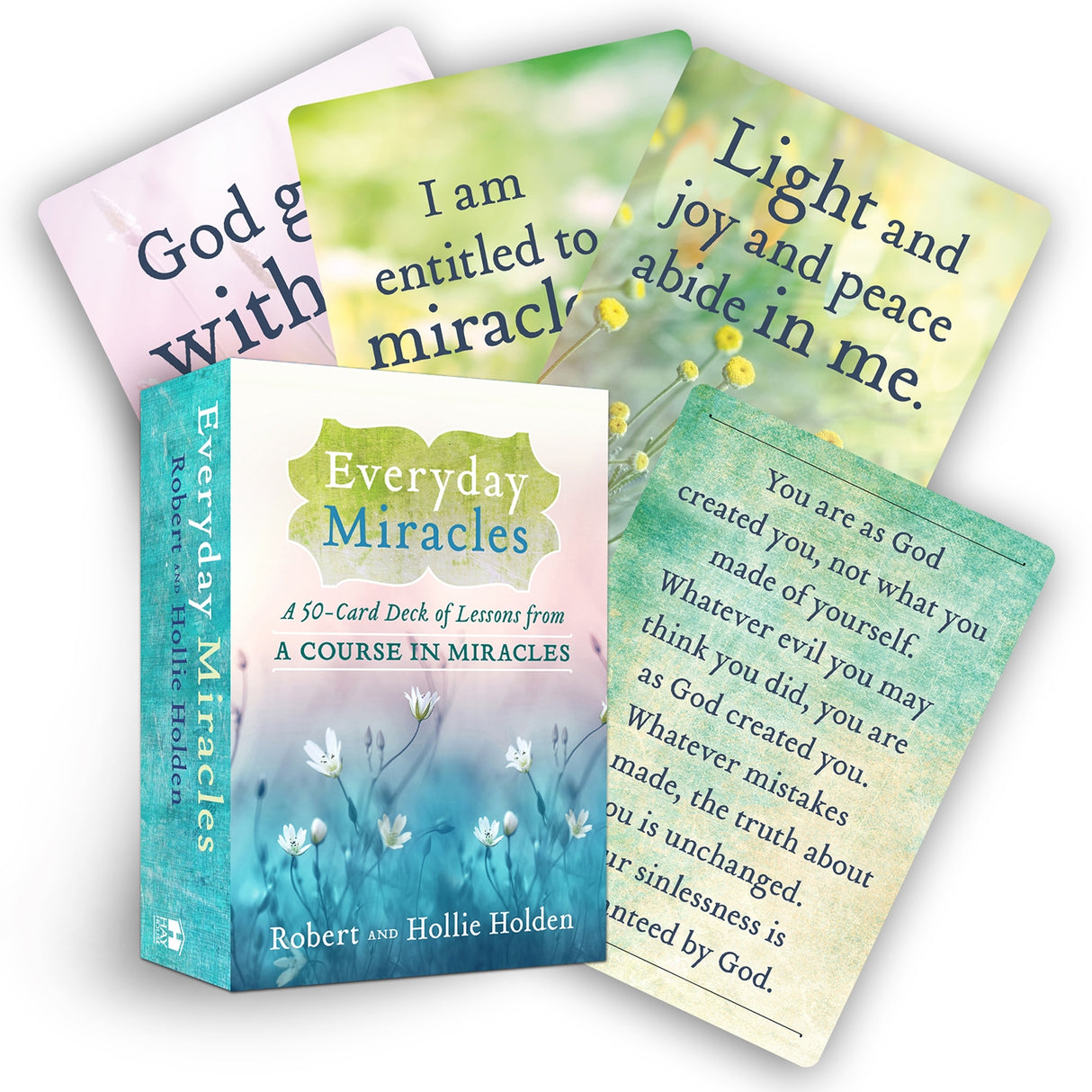 Inspirational card deck featuring 50 unique designs promoting love, forgiveness, and spiritual growth from A Course in Miracles.