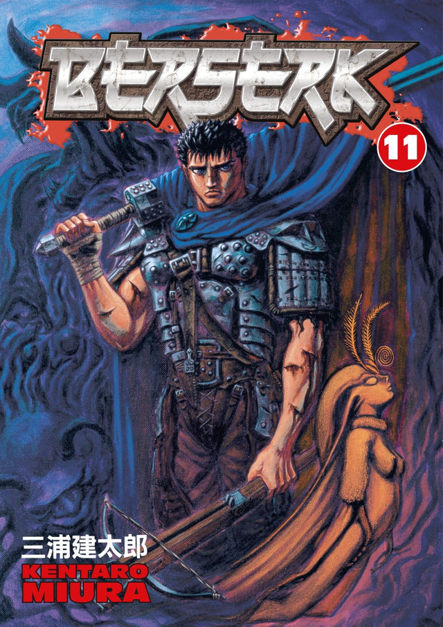 Berserk Volume 11 cover showcasing Guts and Casca amidst dark fantasy battles with the Knights of the Black Dog.