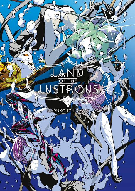 "Cover of 'Land Of The Lustrous 2,' featuring Phosphophyllite on an underwater quest with vibrant, captivating artwork."