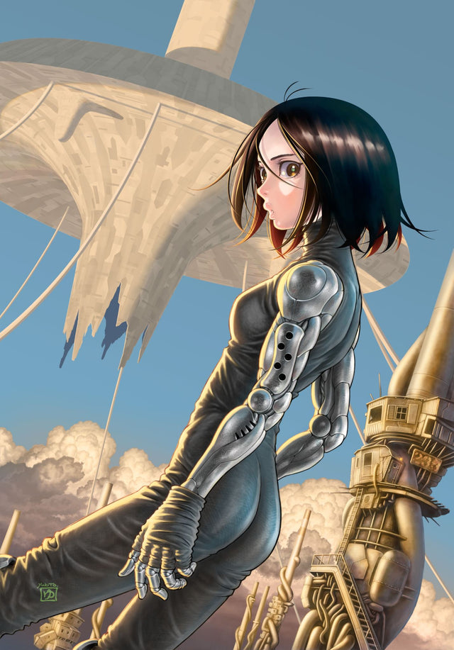 Battle Angel Alita 1 paperback featuring a cyborg warrior's quest for identity in a dystopian cyberpunk world.