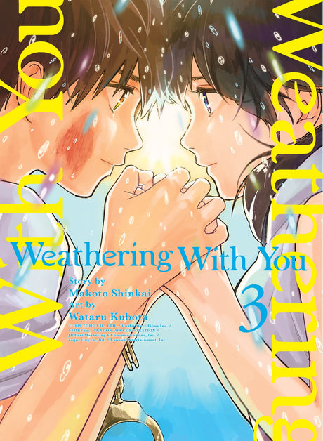 Cover of "Weathering With You, Volume 3," featuring lush Tokyo art and themes of love and supernatural elements.