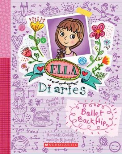 Illustrated cover of 'Ballet Backflip', featuring Ella in a ballet pose, blending ballet and gymnastics themes for young readers.