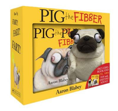 Boxed set featuring Pig the Pug with stories, cuddly plush, and giggle-inducing fart sound for kids aged 3 to 7.