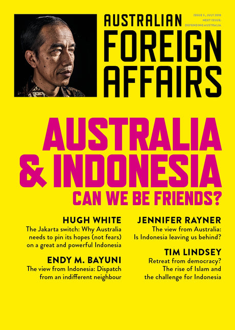 Trade paperback exploring Australia-Indonesia relations, featuring insights from experts on geopolitical challenges and opportunities.