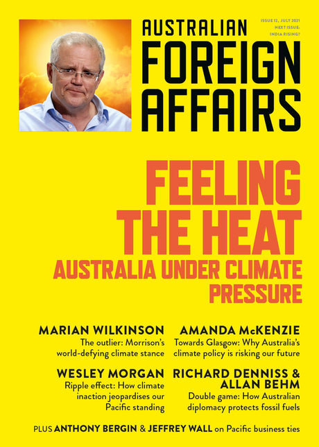 "Trade paperback exploring Australia's climate policy pressures and international relations, published by Black Inc in 2021."