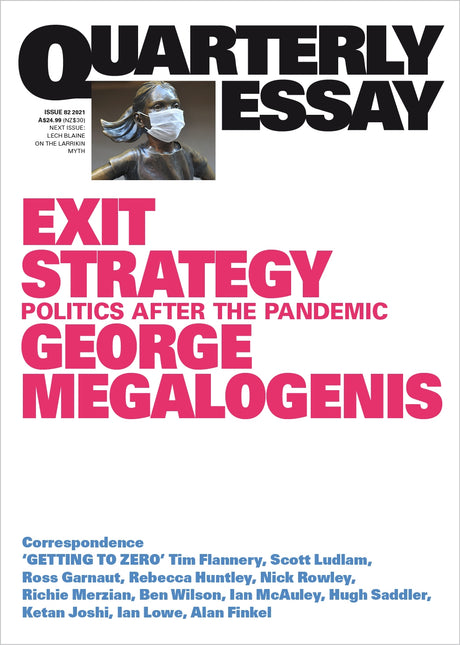 Cover of "Exit Strategy: Politics After the Pandemic," a trade paperback examining Australia's political shifts post-pandemic.