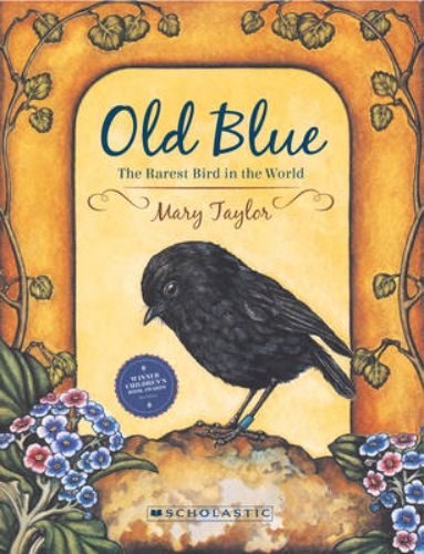 Illustrated children's book "Old Blue" tells the inspiring survival story of the endangered black robin and conservation efforts.