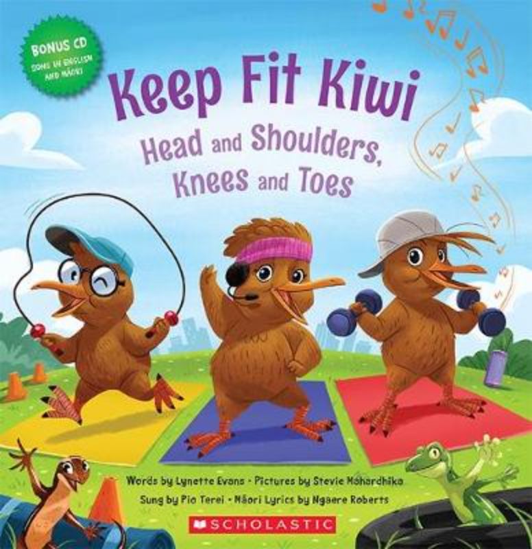 Vibrant children's book promoting movement through the song "Head and Shoulders, Knees and Toes" with an interactive CD.