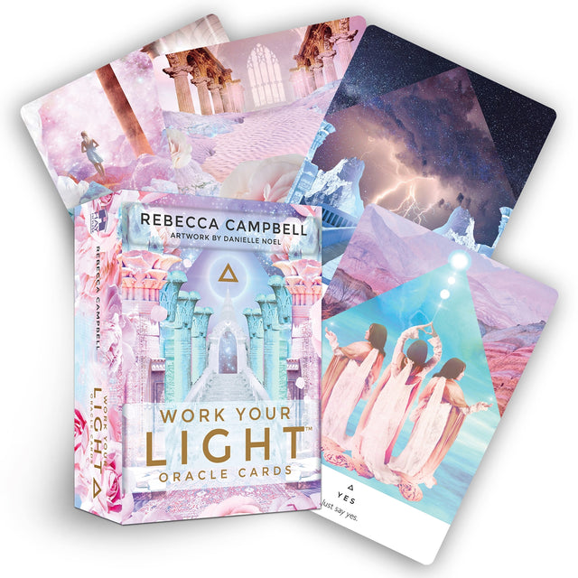 Work Your Light Oracle Cards featuring 44 beautifully illustrated cards for spiritual guidance and self-discovery.