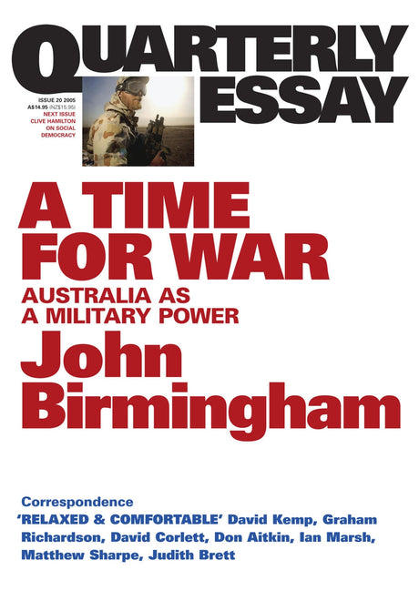 Cover of "A Time For War," a Quarterly Essay analyzing Australia's military culture and the evolution of its defense policy.