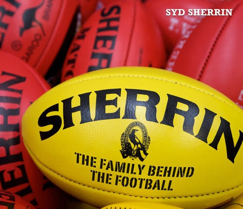 Hardcover book "The Family Behind The Football" explores the Sherrin family's legacy in Australian football history.