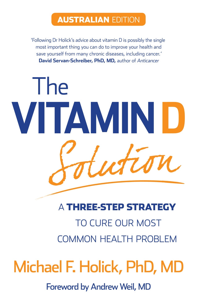 Cover of "The Vitamin D Solution" by Dr. Michael F. Holick, showcasing its three-step strategy for improving health through vitamin D.