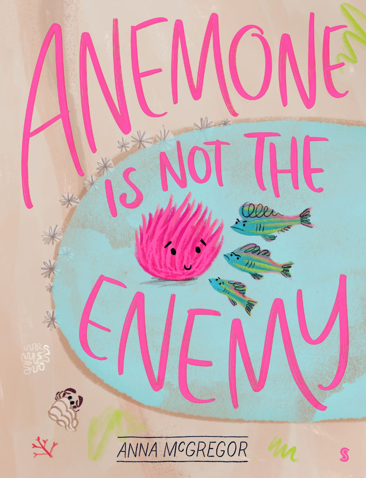 Colorful picture book 'Anemone is not the Enemy', teaching friendship and marine life through Anemone's whimsical adventures.