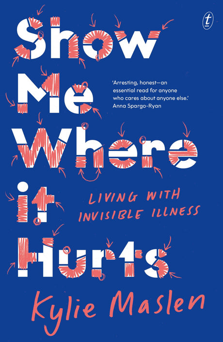 Cover of "Show Me Where it Hurts" by Kylie Maslen, a poignant collection about living with invisible illness.