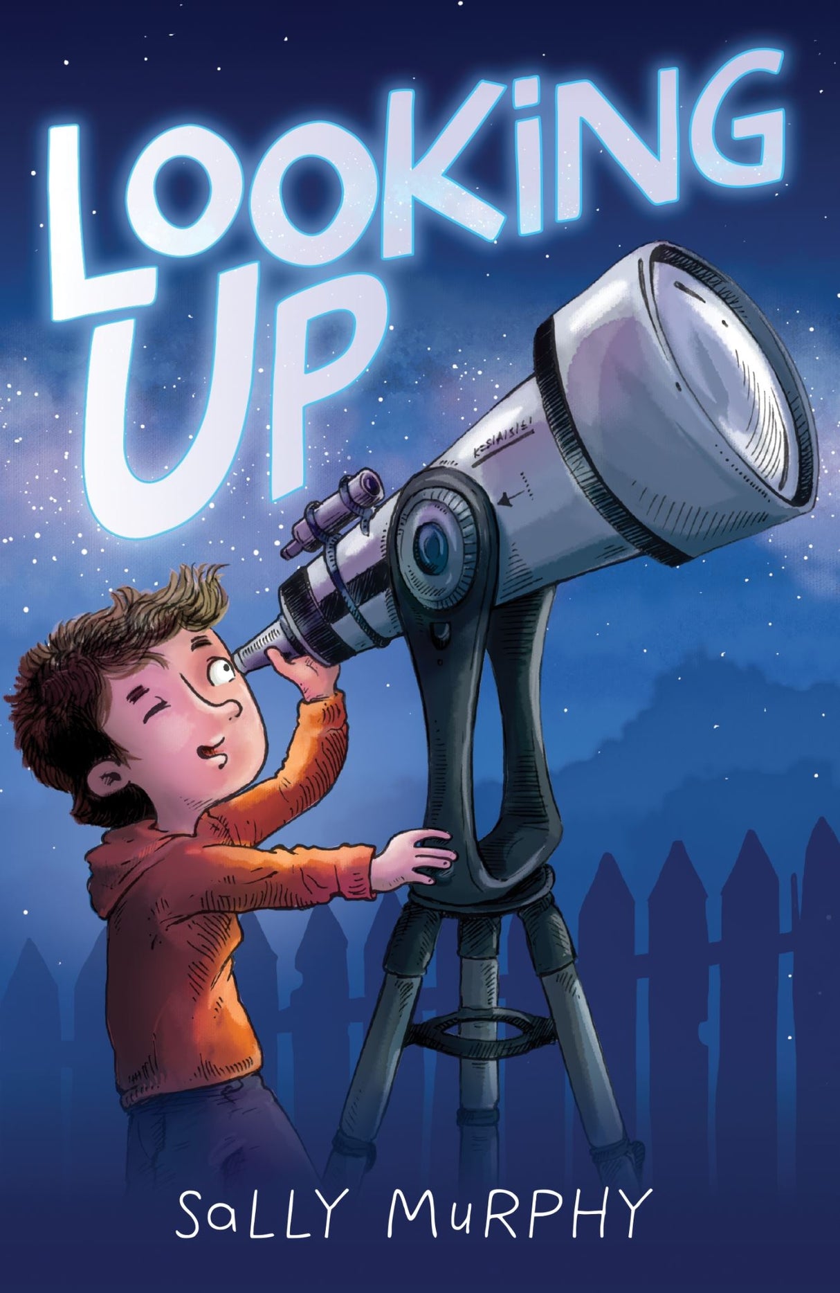 Illustrated paperback "Looking Up" follows young Pete's adventure sparked by his birthday wish for a telescope and a mysterious card.