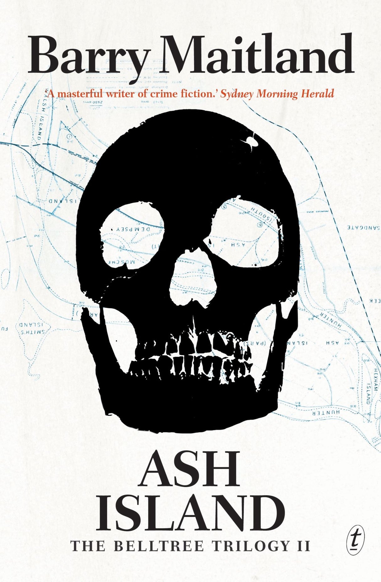 Book cover of 'Ash Island: The Belltree Trilogy, Book Two' featuring Detective Belltree amidst dark, suspenseful themes.