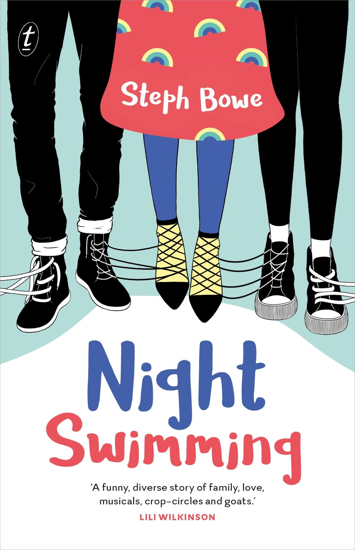 Cover of *Night Swimming*, a coming-of-age novel about love, friendship, and small-town struggles, featuring a girl named Kirby.