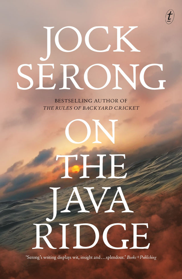 Book cover of 'On the Java Ridge' by Jock Serong, depicting themes of survival and political intrigue against Indonesian seas.