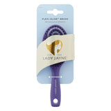 Purse-sized detangling brush with flexible bristles, designed to glide through all hair types while minimizing breakage.