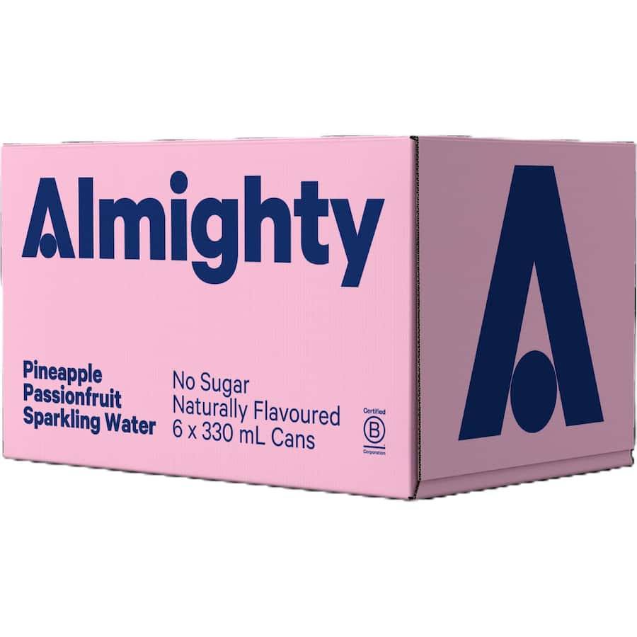 Almighty Sparkling Water Pineapple & Passionfruit - Cans 6x330mL
