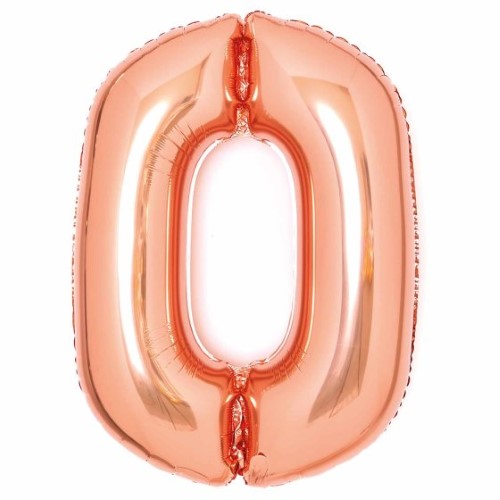 Large Number 0 Rose Gold Foil Balloon 64cm w x 90cm h