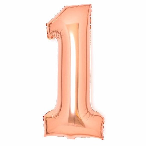 Large Number 1 Rose Gold Foil Balloon 37cm w x 82cm h