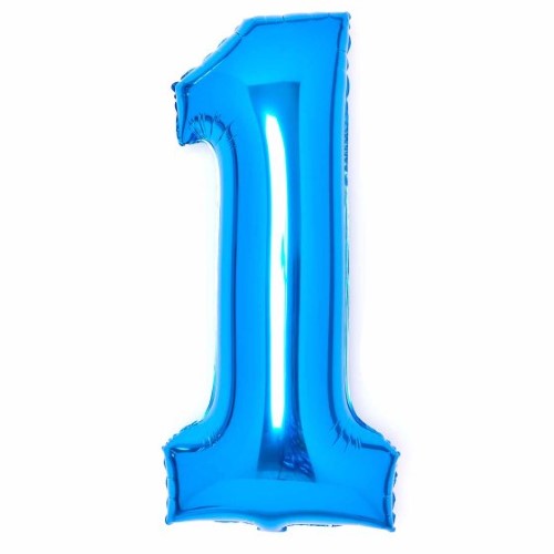 Large Number 1 Blue Foil Balloon 37cm w x 82cm h