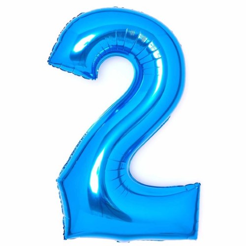 Large Number 2 Blue Foil Balloon 55cm w x 86cm h