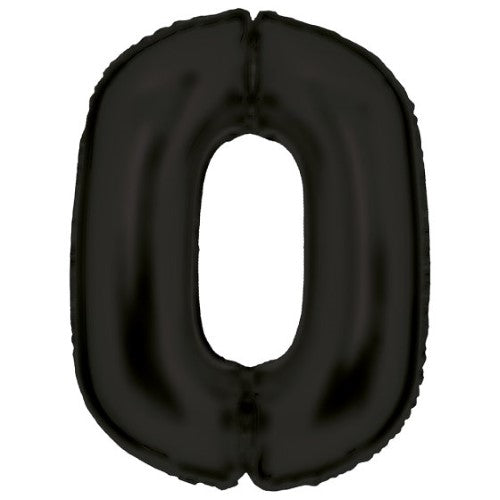 Large Number 0 Silk Lustre Black Foil Balloon 64cm w x 90cm h