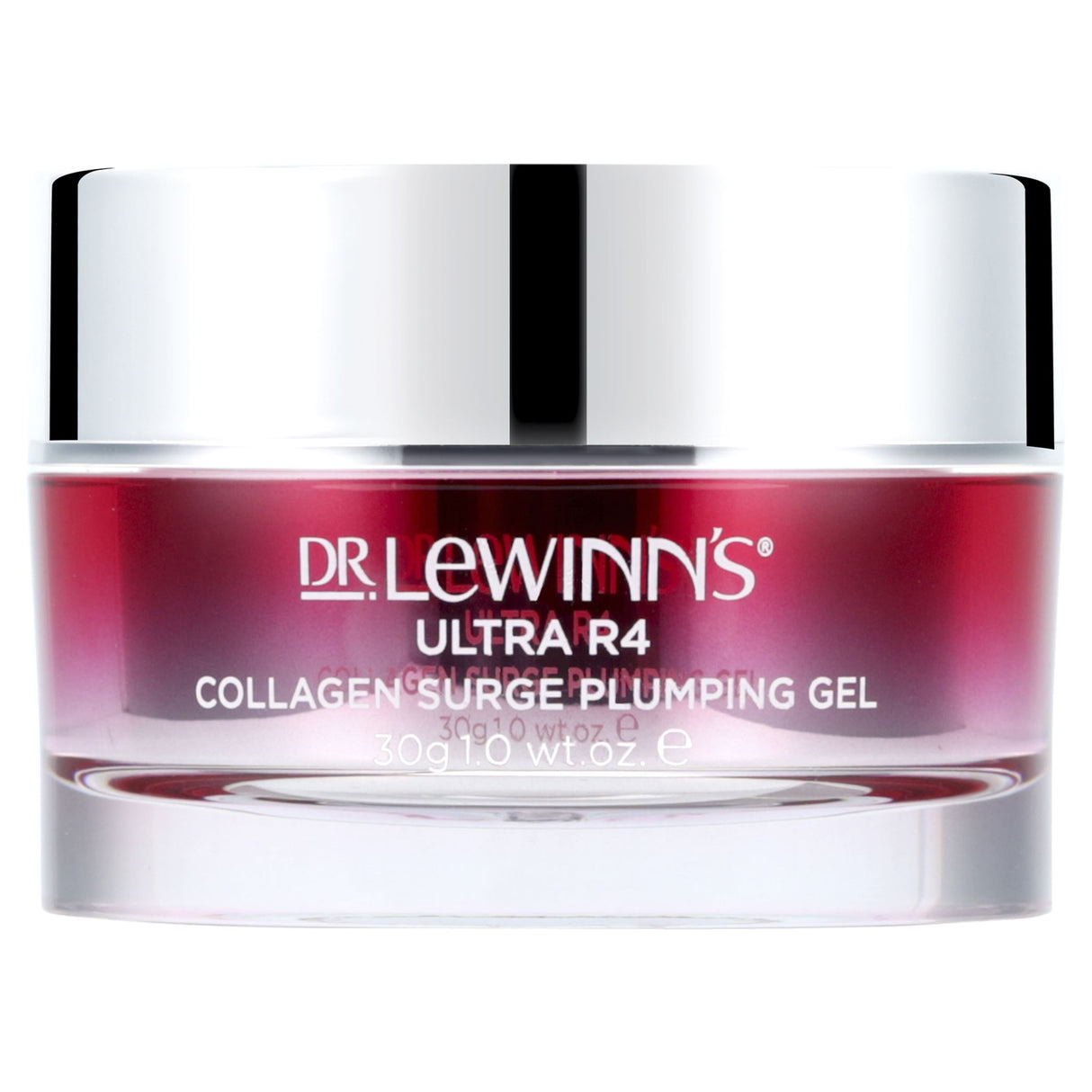 Luxurious 30g plumping gel with collagen pearls and hyaluronic acid for youthful, hydrated, and firm skin.